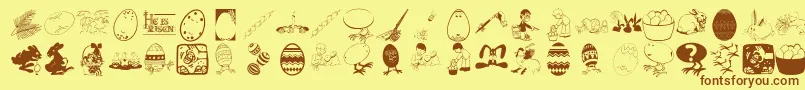 フォントEastereggs – 茶色の文字が黄色の背景にあります。