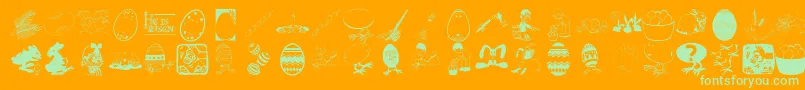 Eastereggs-Schriftart – Grüne Schriften auf orangefarbenem Hintergrund