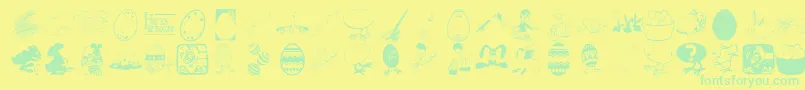 Eastereggs-Schriftart – Grüne Schriften auf gelbem Hintergrund