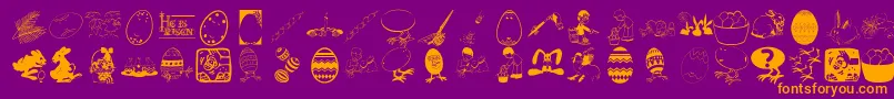 Fonte Eastereggs – fontes laranjas em um fundo violeta