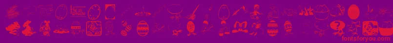 Eastereggs-Schriftart – Rote Schriften auf violettem Hintergrund