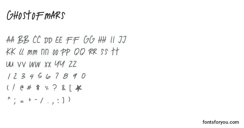 Шрифт Ghostofmars – алфавит, цифры, специальные символы