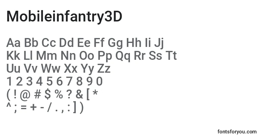 A fonte Mobileinfantry3D – alfabeto, números, caracteres especiais
