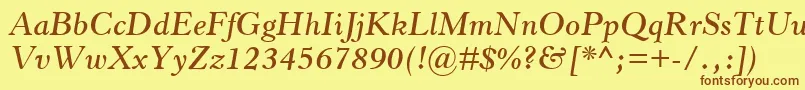 Шрифт HorleyOsMtSemiboldItalic – коричневые шрифты на жёлтом фоне