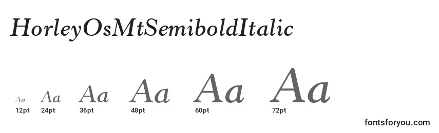 Размеры шрифта HorleyOsMtSemiboldItalic