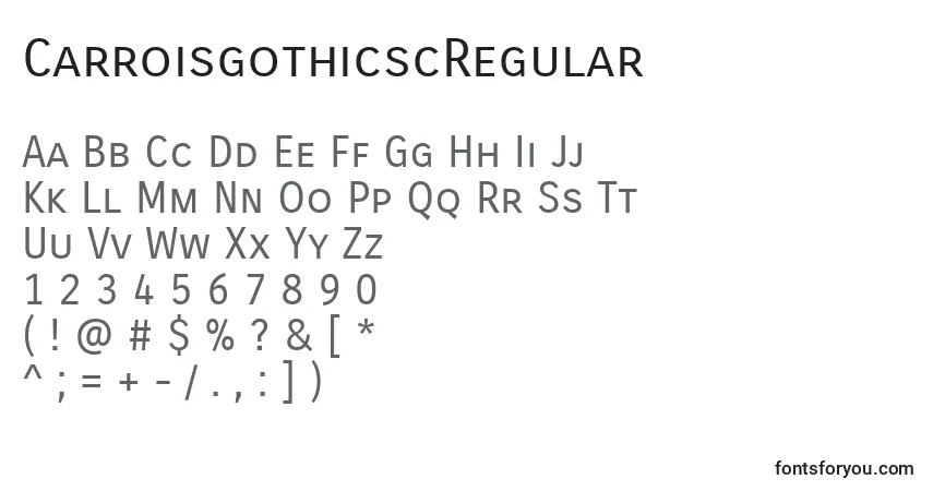 A fonte CarroisgothicscRegular – alfabeto, números, caracteres especiais