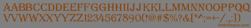 フォントAAlgeriusbrk – 茶色の文字が灰色の背景にあります。