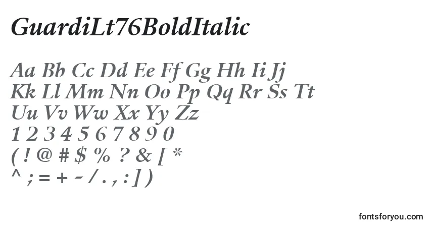 GuardiLt76BoldItalic font – alphabet, numbers, special characters