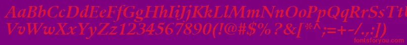 GuardiLt76BoldItalic Font – Red Fonts on Purple Background