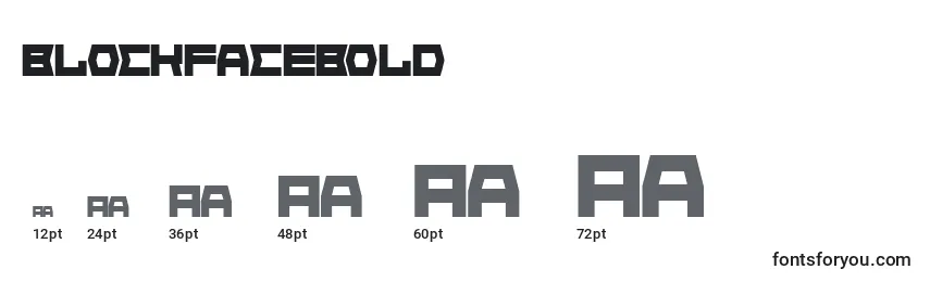 sizes of blockfacebold font, blockfacebold sizes