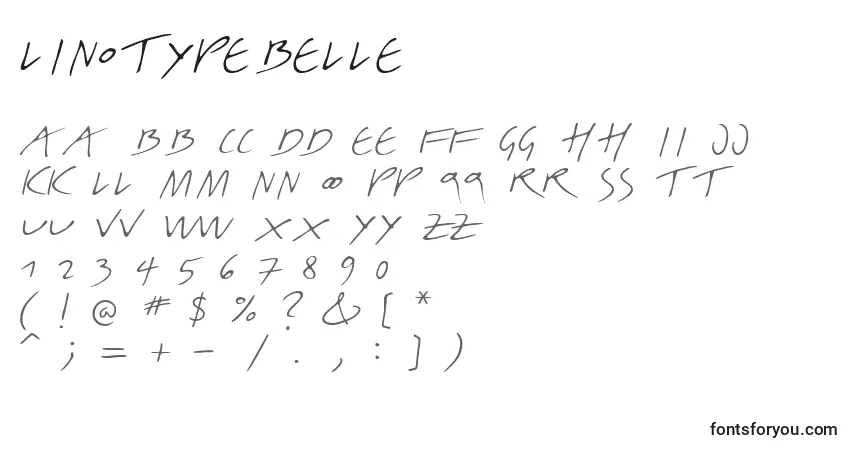 characters of linotypebelle font, letter of linotypebelle font, alphabet of  linotypebelle font