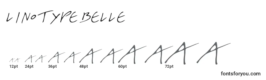 sizes of linotypebelle font, linotypebelle sizes