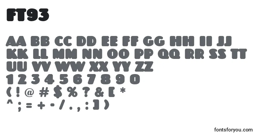 characters of ft93 font, letter of ft93 font, alphabet of  ft93 font