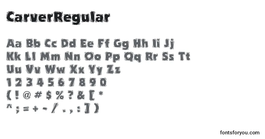 characters of carverregular font, letter of carverregular font, alphabet of  carverregular font
