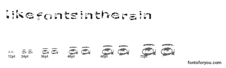sizes of likefontsintherain font, likefontsintherain sizes