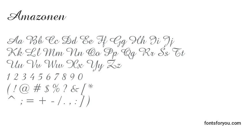 characters of amazonen font, letter of amazonen font, alphabet of  amazonen font
