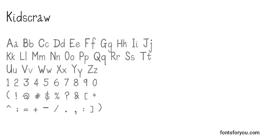 characters of kidscraw font, letter of kidscraw font, alphabet of  kidscraw font