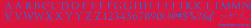 Trajanusbricks Font – Blue Fonts on Red Background