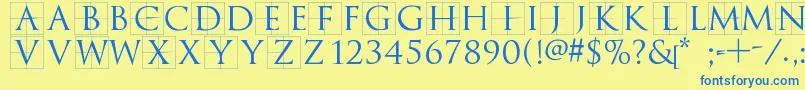 Trajanusbricks Font – Blue Fonts on Yellow Background