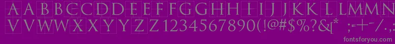 フォントTrajanusbricks – 紫の背景に灰色の文字