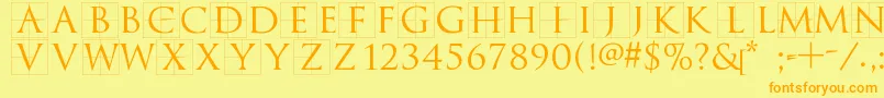 Trajanusbricks Font – Orange Fonts on Yellow Background