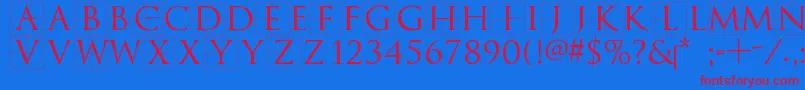 Trajanusbricks Font – Red Fonts on Blue Background