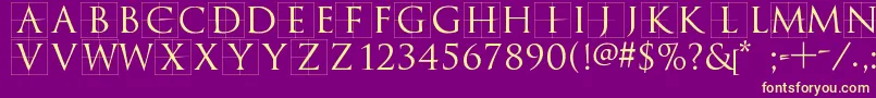 Trajanusbricks Font – Yellow Fonts on Purple Background