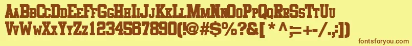 Cosmicflushtext8Bold-fontti – ruskeat fontit keltaisella taustalla