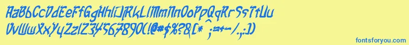 TaibaijanBoldItalic Font – Blue Fonts on Yellow Background