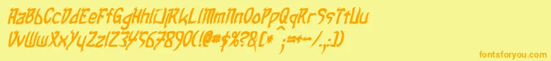 TaibaijanBoldItalic Font – Orange Fonts on Yellow Background