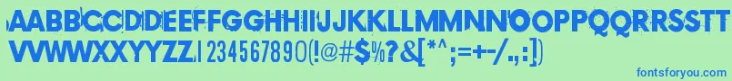 Copy239-fontti – siniset fontit vihreällä taustalla
