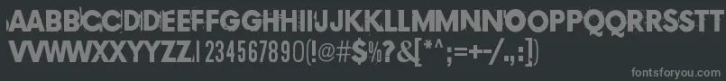 Copy239-fontti – harmaat kirjasimet mustalla taustalla
