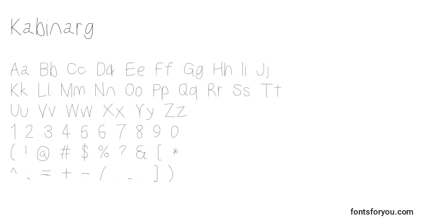 A fonte Kabinarg – alfabeto, números, caracteres especiais