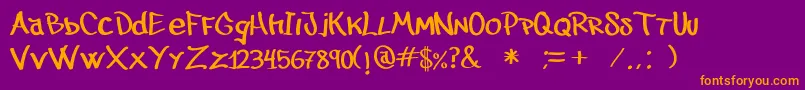 Juanalzada-fontti – oranssit fontit violetilla taustalla