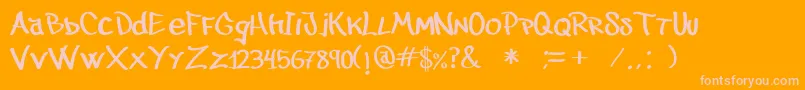 Juanalzada-Schriftart – Rosa Schriften auf orangefarbenem Hintergrund
