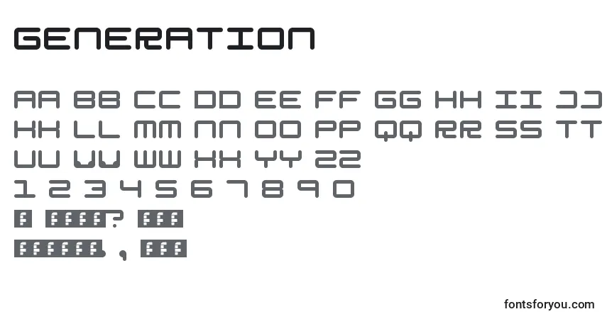 Generation-fontti – aakkoset, numerot, erikoismerkit