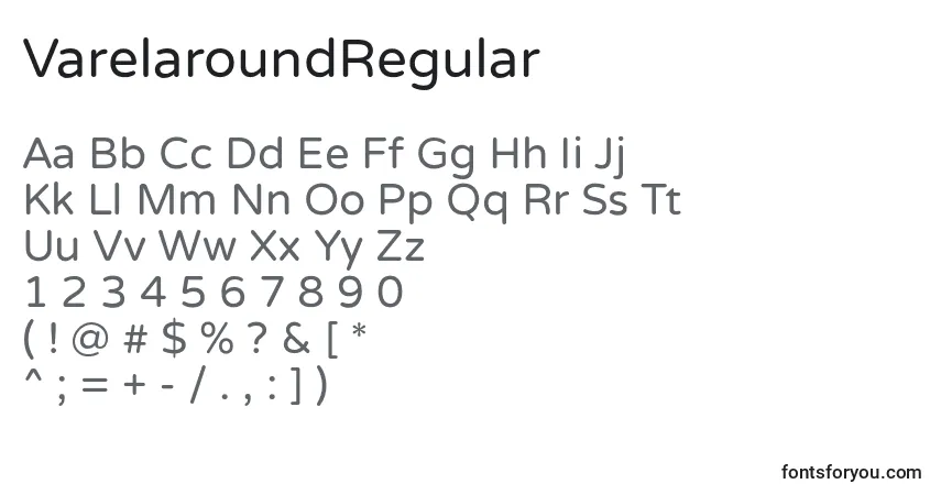 A fonte VarelaroundRegular – alfabeto, números, caracteres especiais