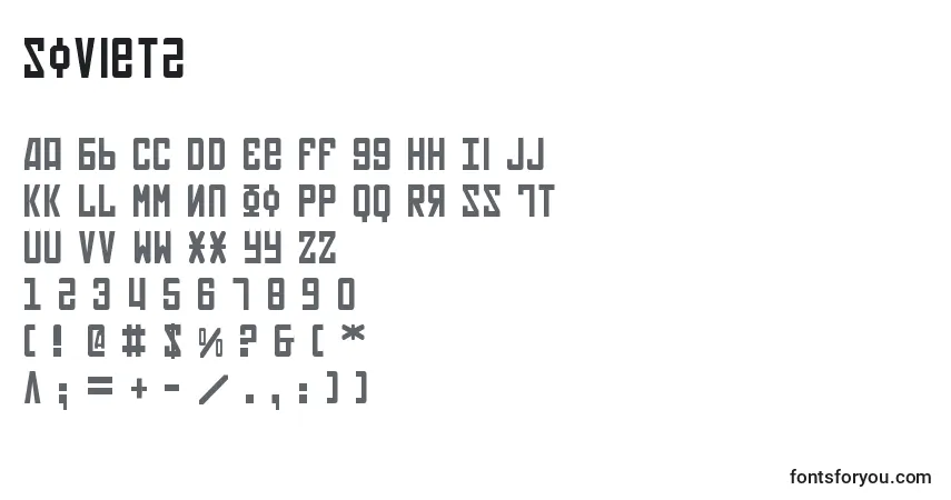 Czcionka Soviet2 – alfabet, cyfry, specjalne znaki