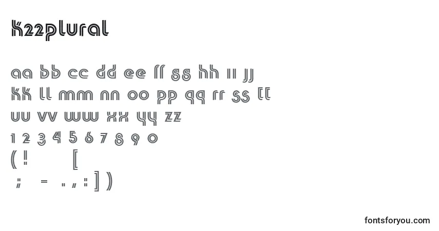 Fuente K22Plural (51316) - alfabeto, números, caracteres especiales