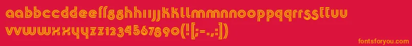 K22Plural-Schriftart – Orangefarbene Schriften auf rotem Hintergrund