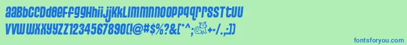 PussycatSassy Font – Blue Fonts on Green Background
