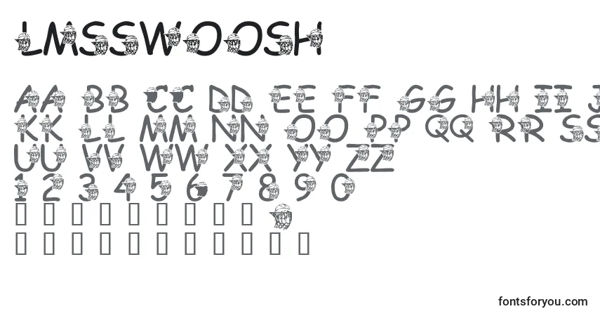 A fonte LmsSwoosh – alfabeto, números, caracteres especiais
