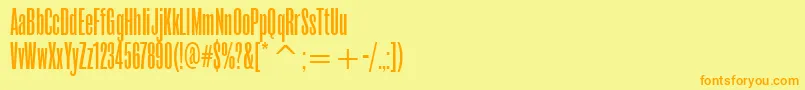 フォントRoswellthreeitcTt – オレンジの文字が黄色の背景にあります。