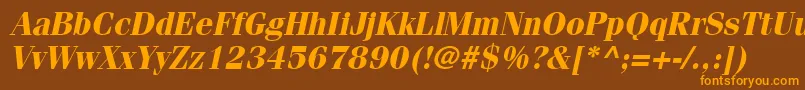 フォントCompendiumSsiBoldItalic – オレンジ色の文字が茶色の背景にあります。