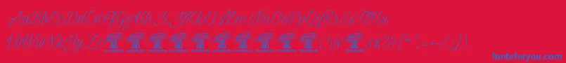 フォントMilasianthinpersonal – 赤い背景に青い文字