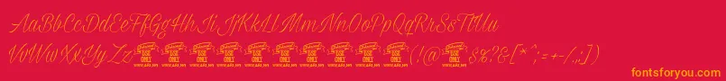フォントMilasianthinpersonal – 赤い背景にオレンジの文字