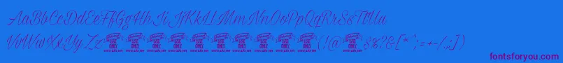Milasianthinpersonal-Schriftart – Violette Schriften auf blauem Hintergrund