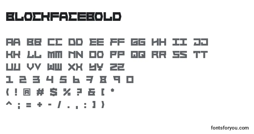 Czcionka BlockfaceBold – alfabet, cyfry, specjalne znaki