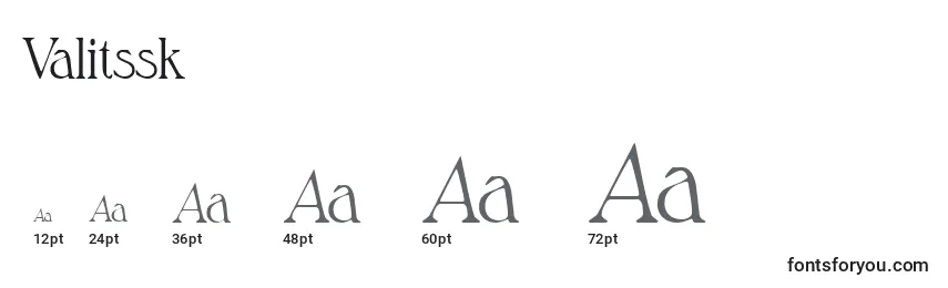 Размеры шрифта Valitssk