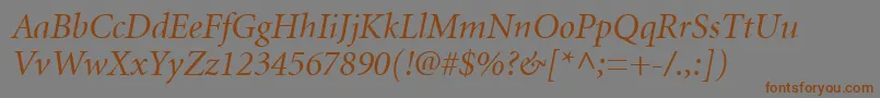 MinionCyrillicItalic Font – Brown Fonts on Gray Background